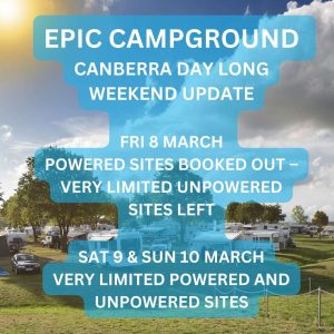 Canberra Day Long Weekend Campsite nearly full